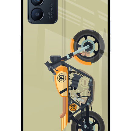 Vertical Speedster Oppo Reno6 5G Glass Case Back Cover by Casekaro