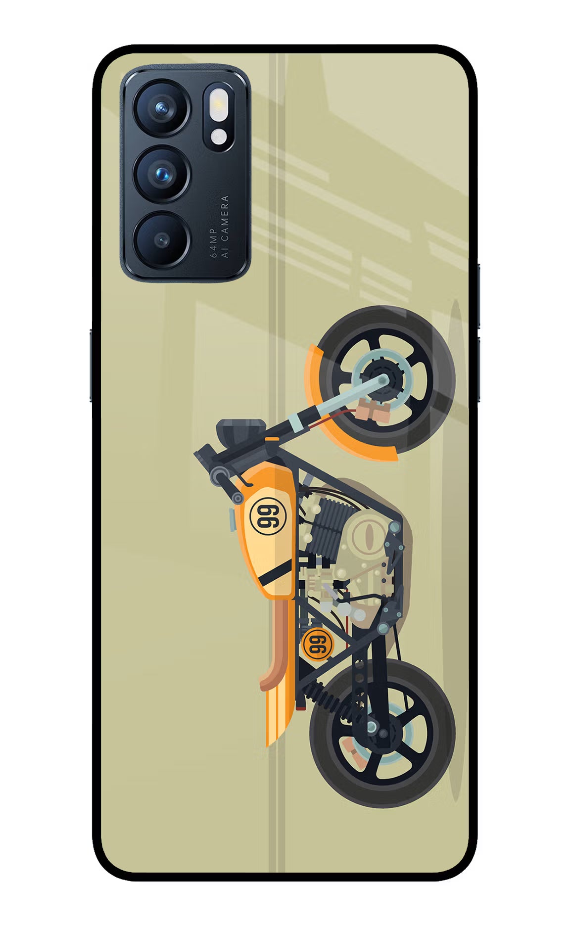 Vertical Speedster Oppo Reno6 5G Glass Case Back Cover by Casekaro
