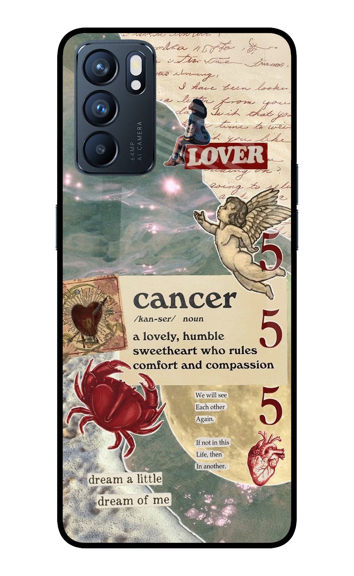 Cancer Zodiac Oppo Reno6 5G Glass Case Back Cover by Casekaro