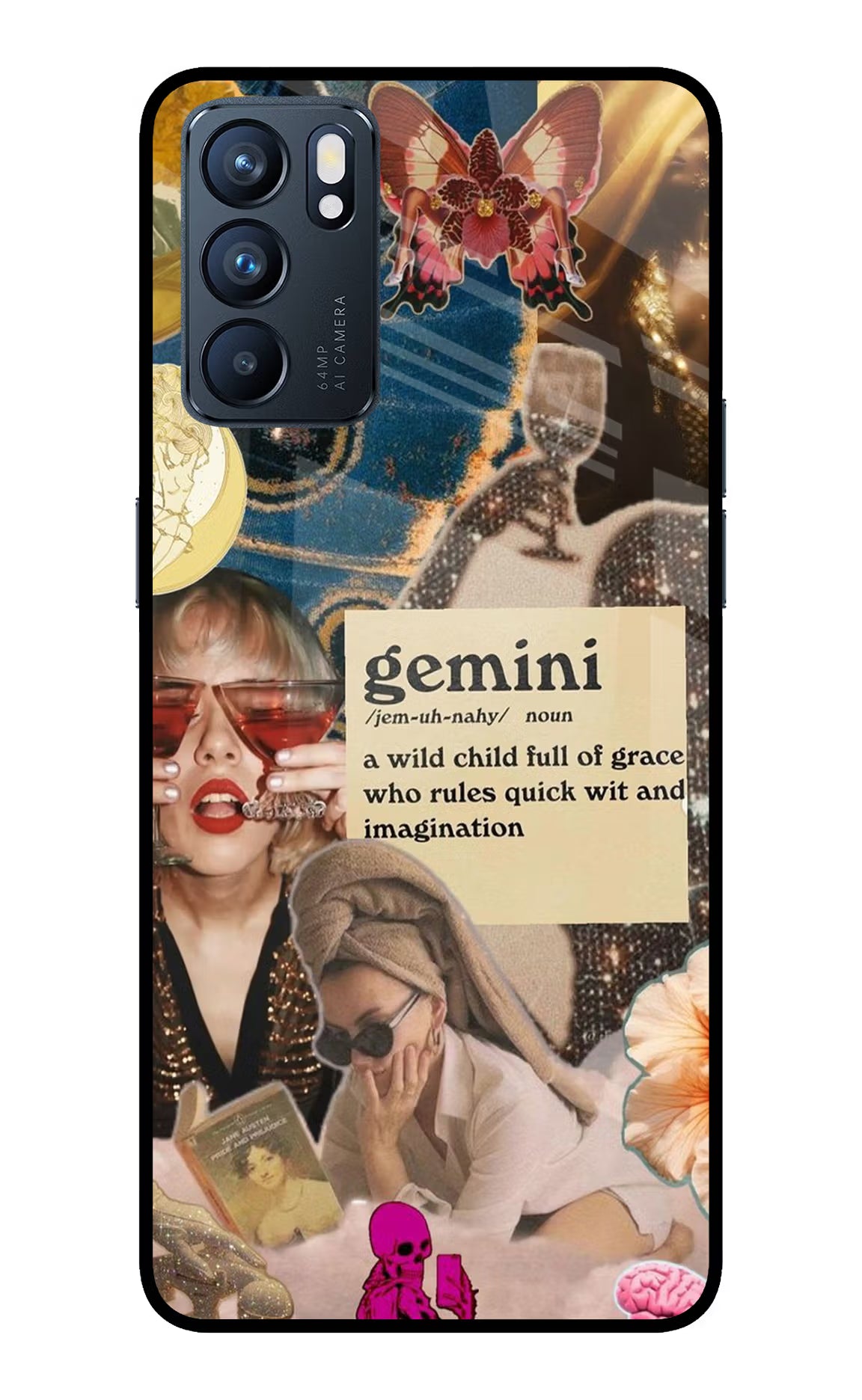 Gemini Zodiac Oppo Reno6 5G Glass Case Back Cover by Casekaro