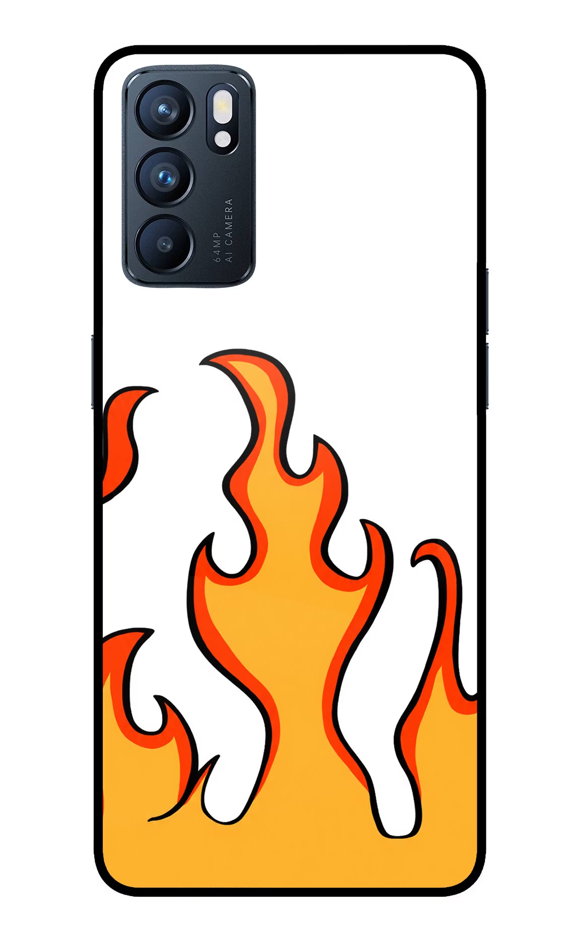 Fired Up – White Oppo Reno6 5G Glass Case Back Cover by Casekaro