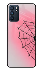Pink Web Oppo Reno6 5G Glass Case Back Cover by Casekaro