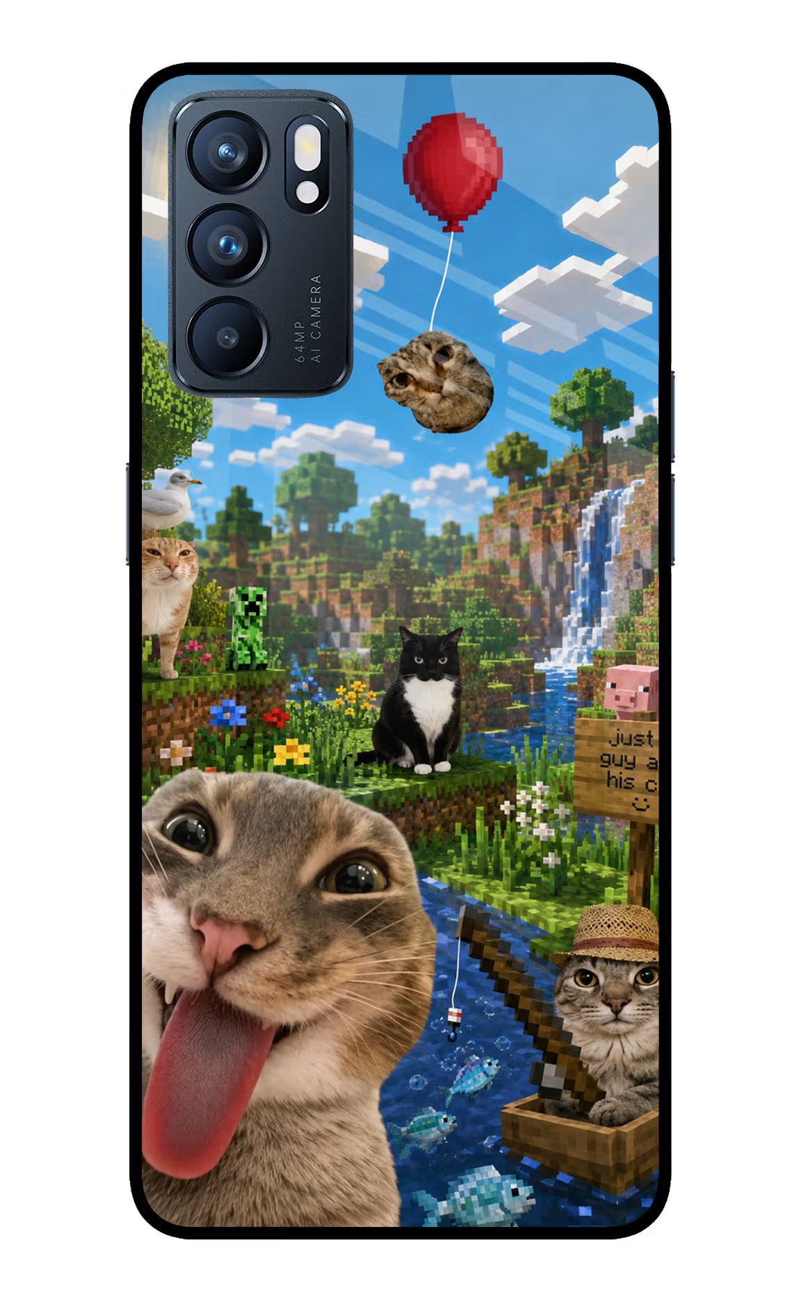 Minecraft Cat Chaos Oppo Reno6 5G Glass Case