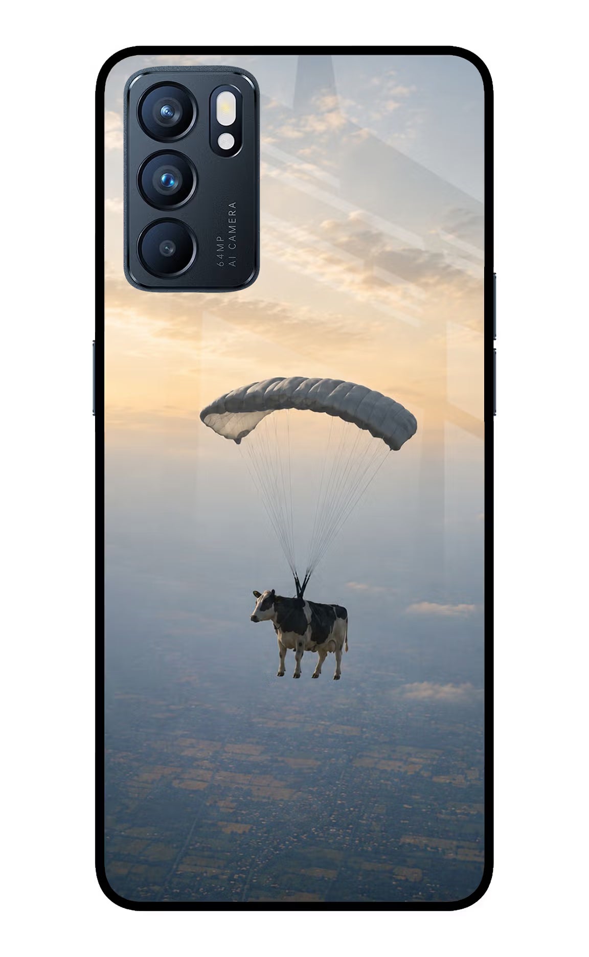 Skydiving Cow Oppo Reno6 5G Glass Case