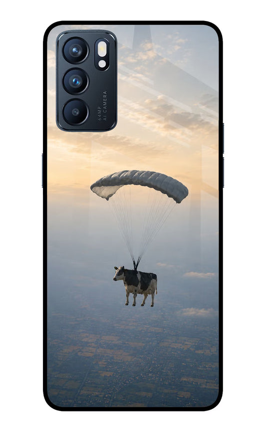 Skydiving Cow Oppo Reno6 5G Glass Case