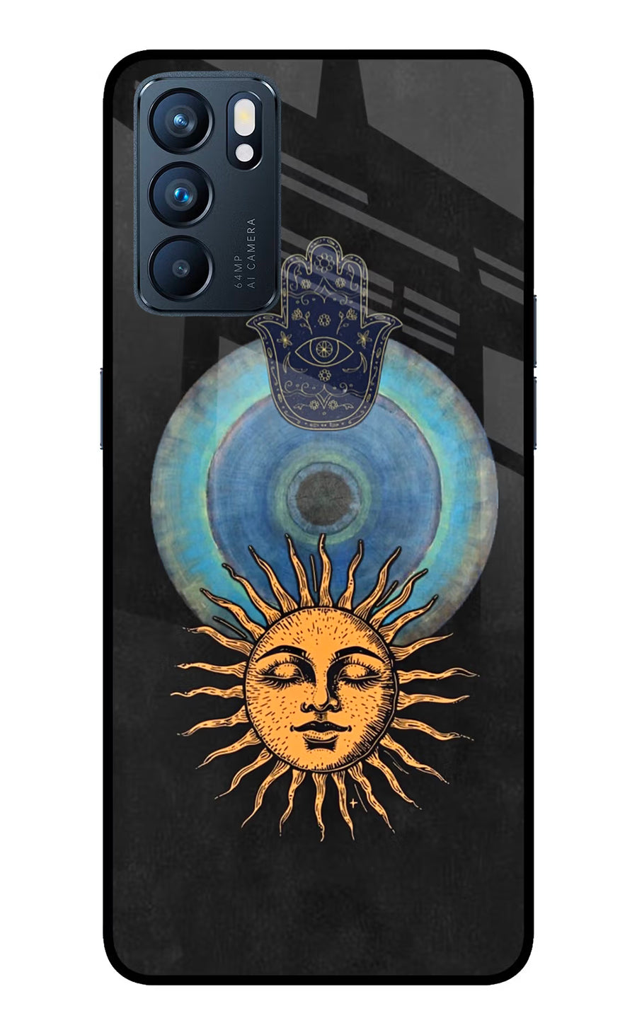 Divine Sun Oppo Reno6 5G Back Cover, Glass case