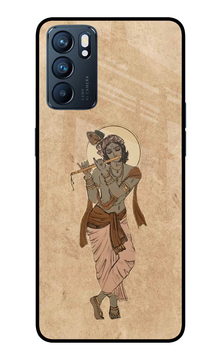 Krishna Oppo Reno6 5G Back Cover, Glass case