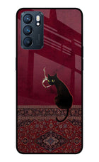 Midnight Cat Oppo Reno6 5G Glass Case Back Cover by Casekaro