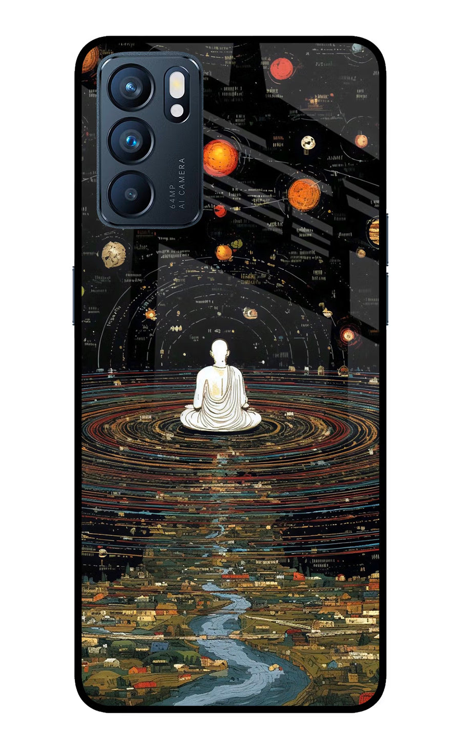 Space Monk Oppo Reno6 5G Back Cover, Glass case