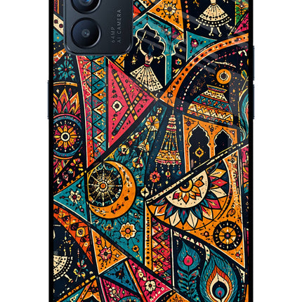 Folk Print Oppo Reno6 5G Glass Case