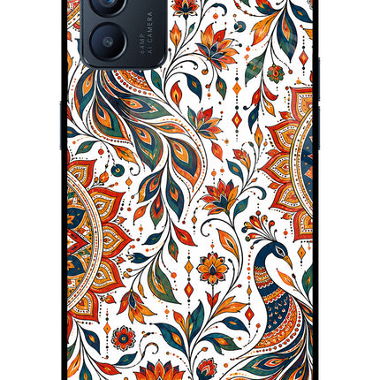 White Mayura Oppo Reno6 5G Glass Case