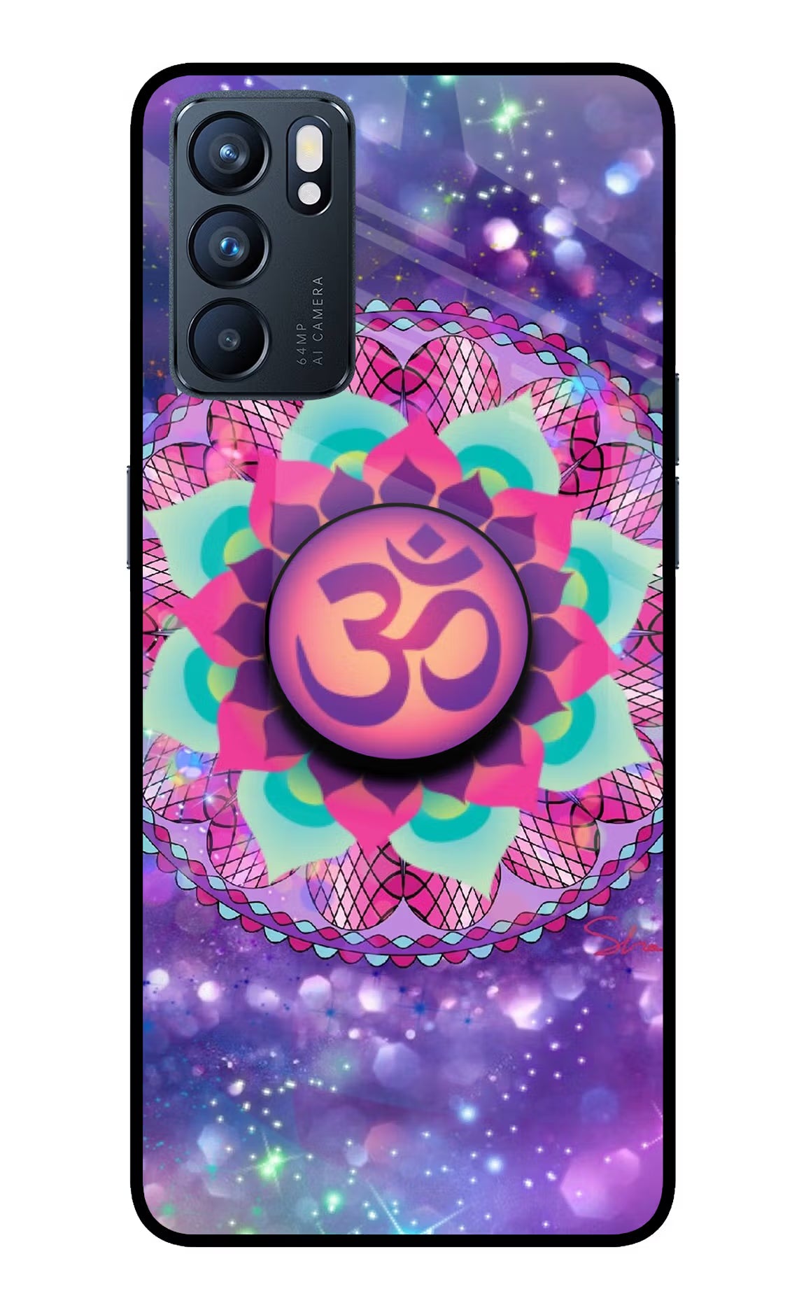 Om Purple Oppo Reno6 5G Glass Case