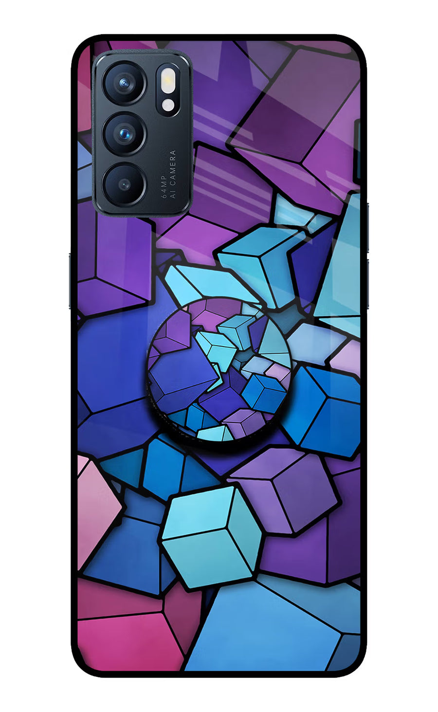 Cubic Abstract Oppo Reno6 5G Pop Case, Glass case