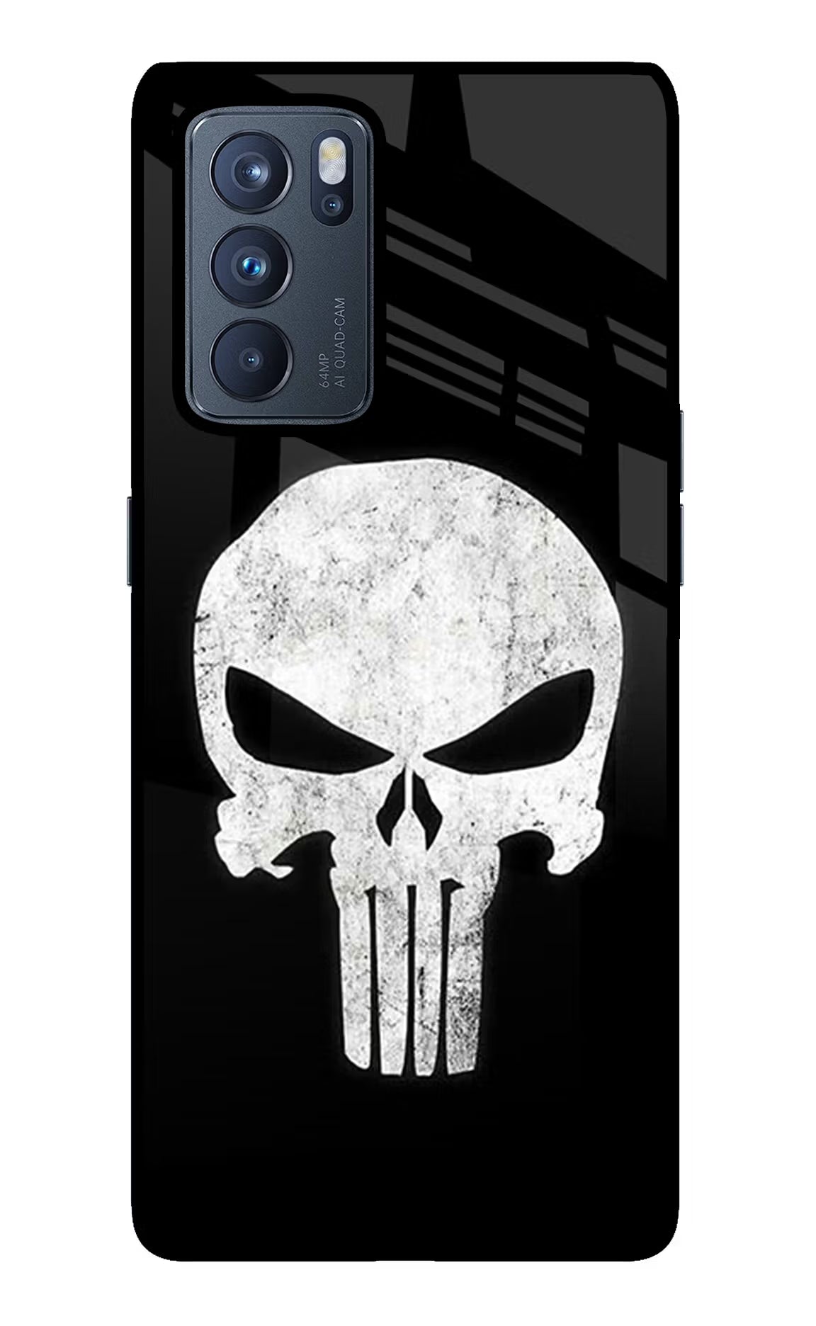 Punisher Skull Oppo Reno6 Pro 5G Glass Case Back Cover by Casekaro