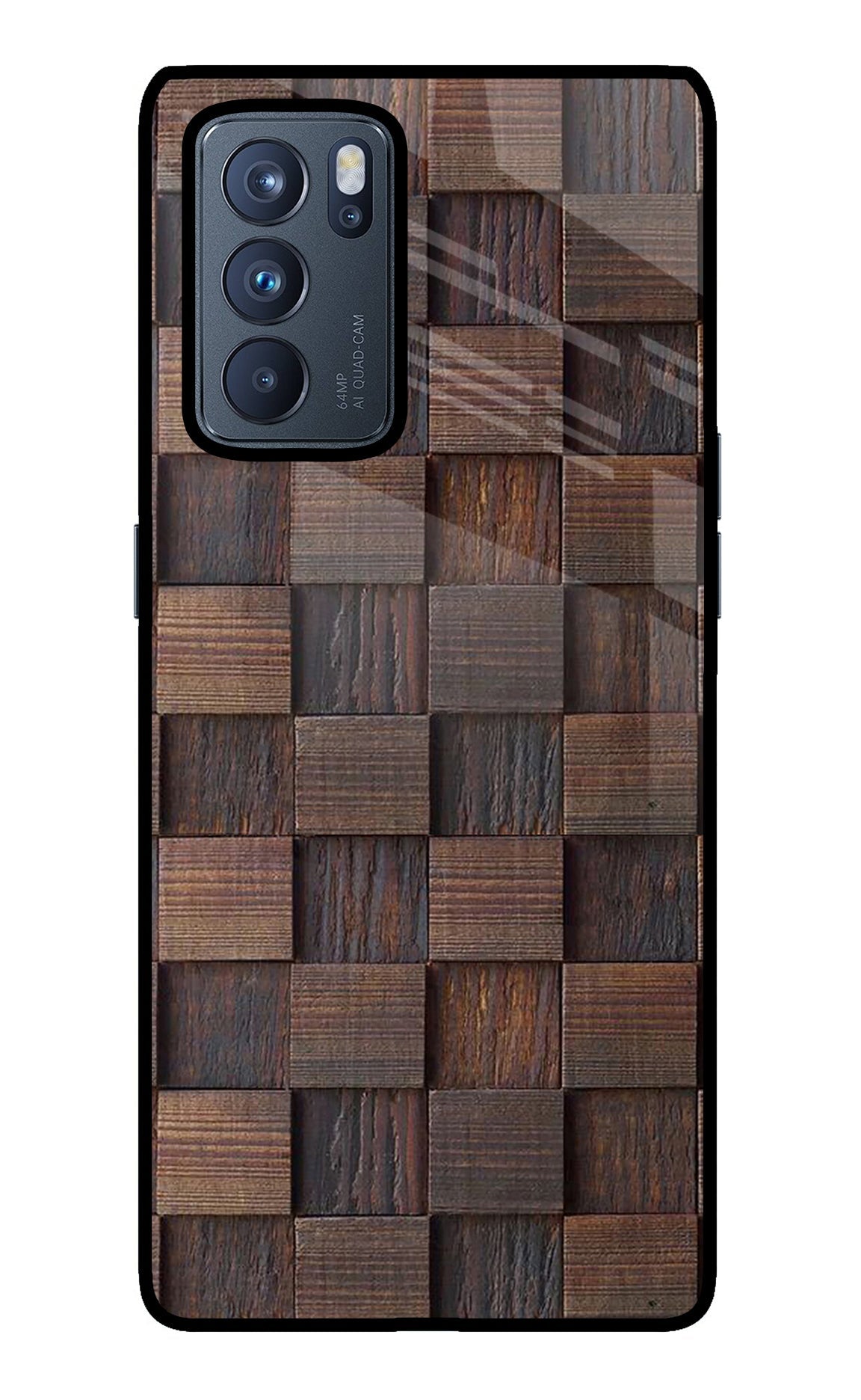 Wooden Cube Design Oppo Reno6 Pro 5G Glass Case