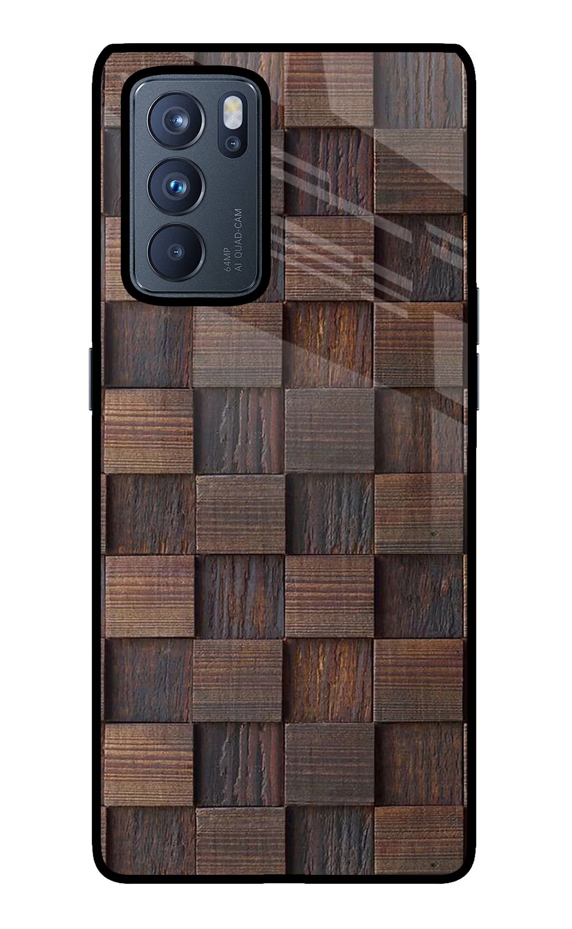 Wooden Cube Design Oppo Reno6 Pro 5G Glass Case Back Cover by Casekaro
