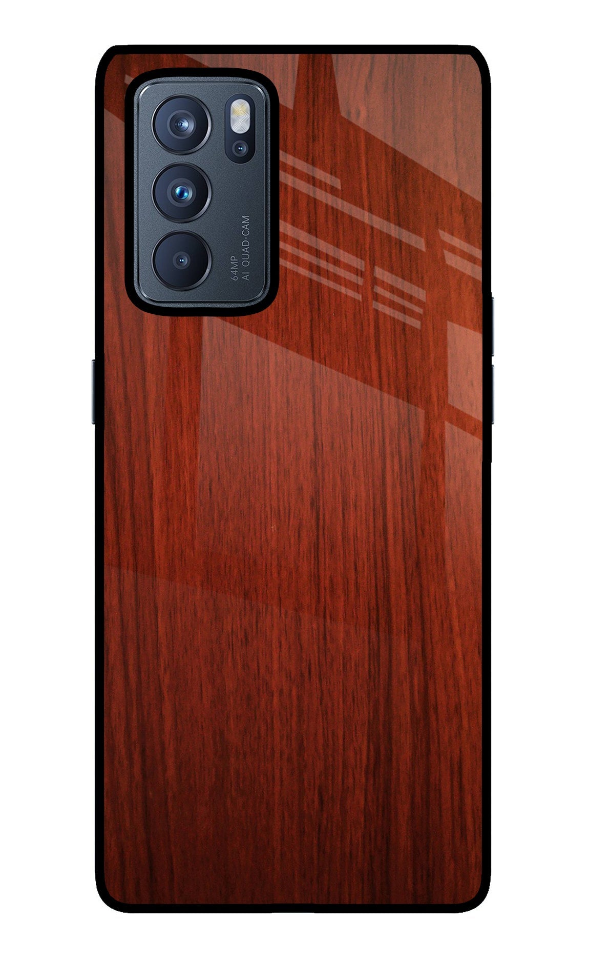 Wooden Plain Pattern Oppo Reno6 Pro 5G Glass Case