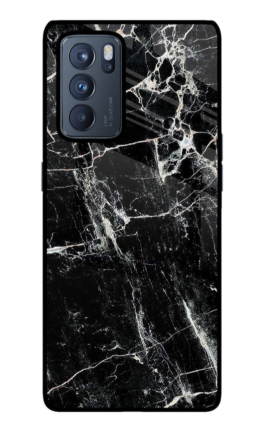 Black Marble Texture Oppo Reno6 Pro 5G Glass Case