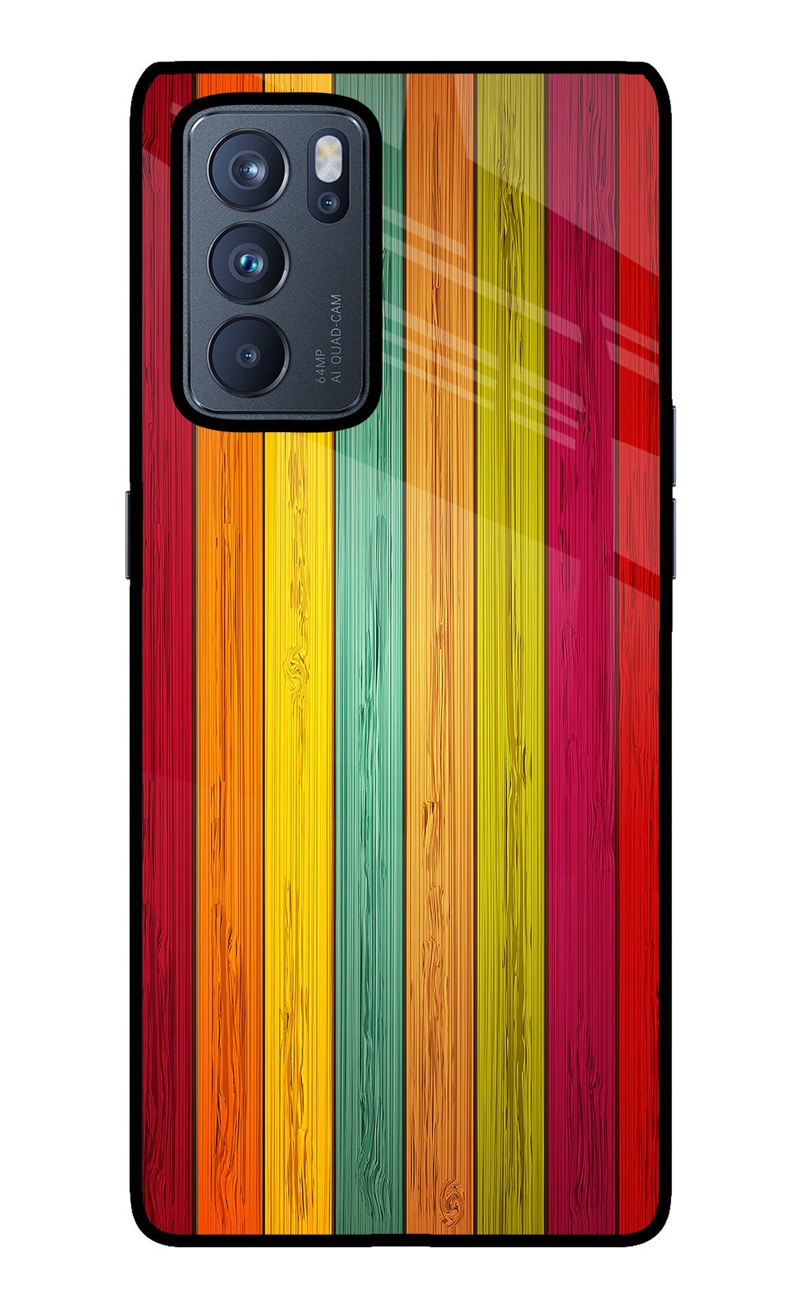 Multicolor Wooden Oppo Reno6 Pro 5G Back Cover