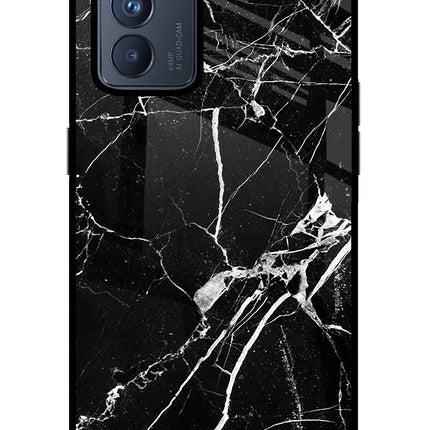 Black Marble Pattern Oppo Reno6 Pro 5G Glass Case