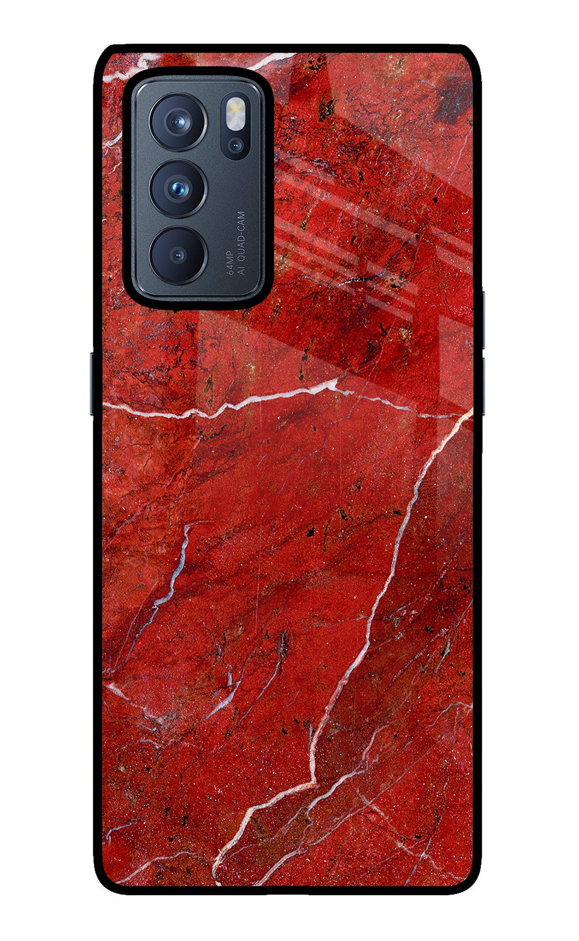Red Marble Design Oppo Reno6 Pro 5G Glass Case