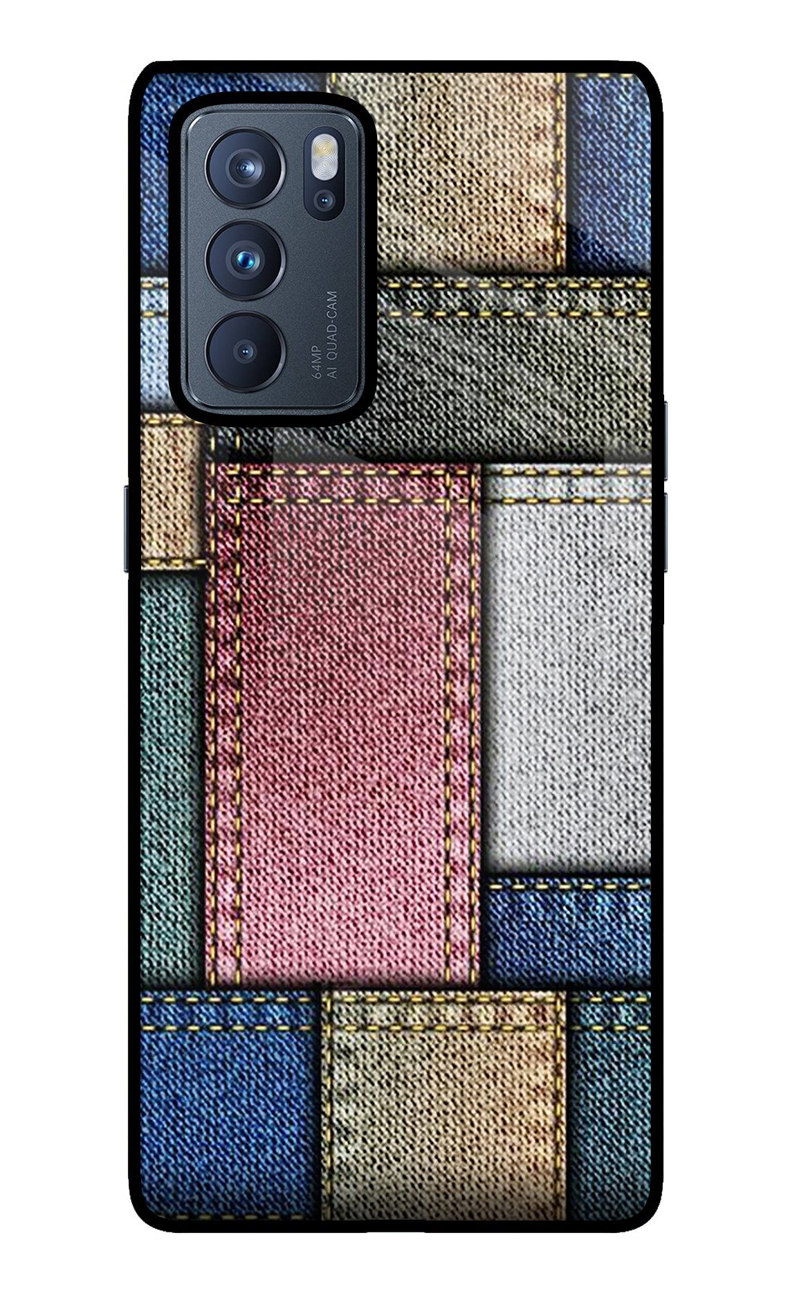 Multicolor Jeans Oppo Reno6 Pro 5G Glass Case
