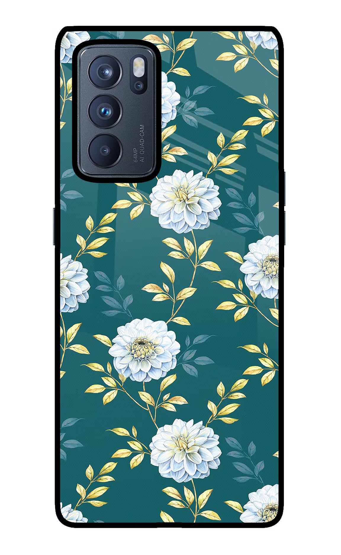 Flowers Oppo Reno6 Pro 5G Glass Case Back Cover by Casekaro