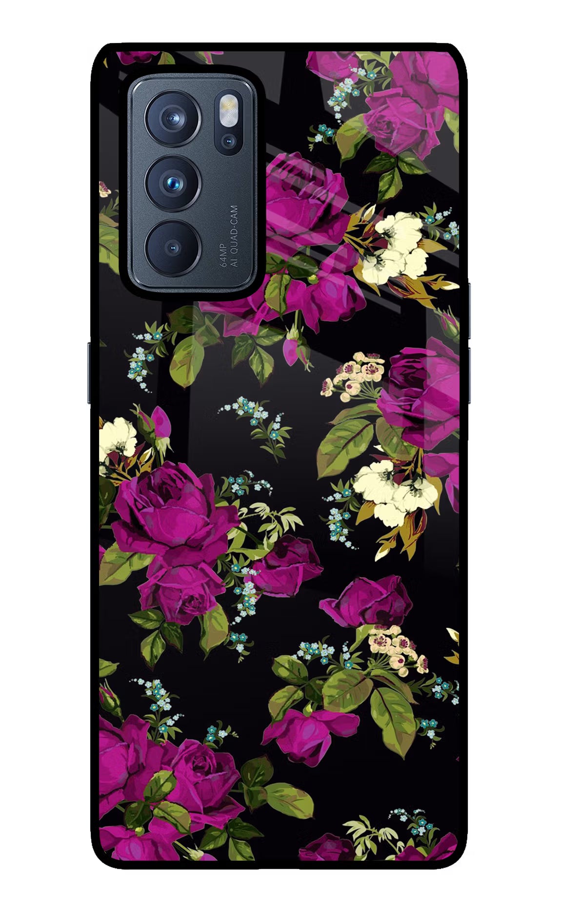 Flowers Oppo Reno6 Pro 5G Glass Case Back Cover by Casekaro