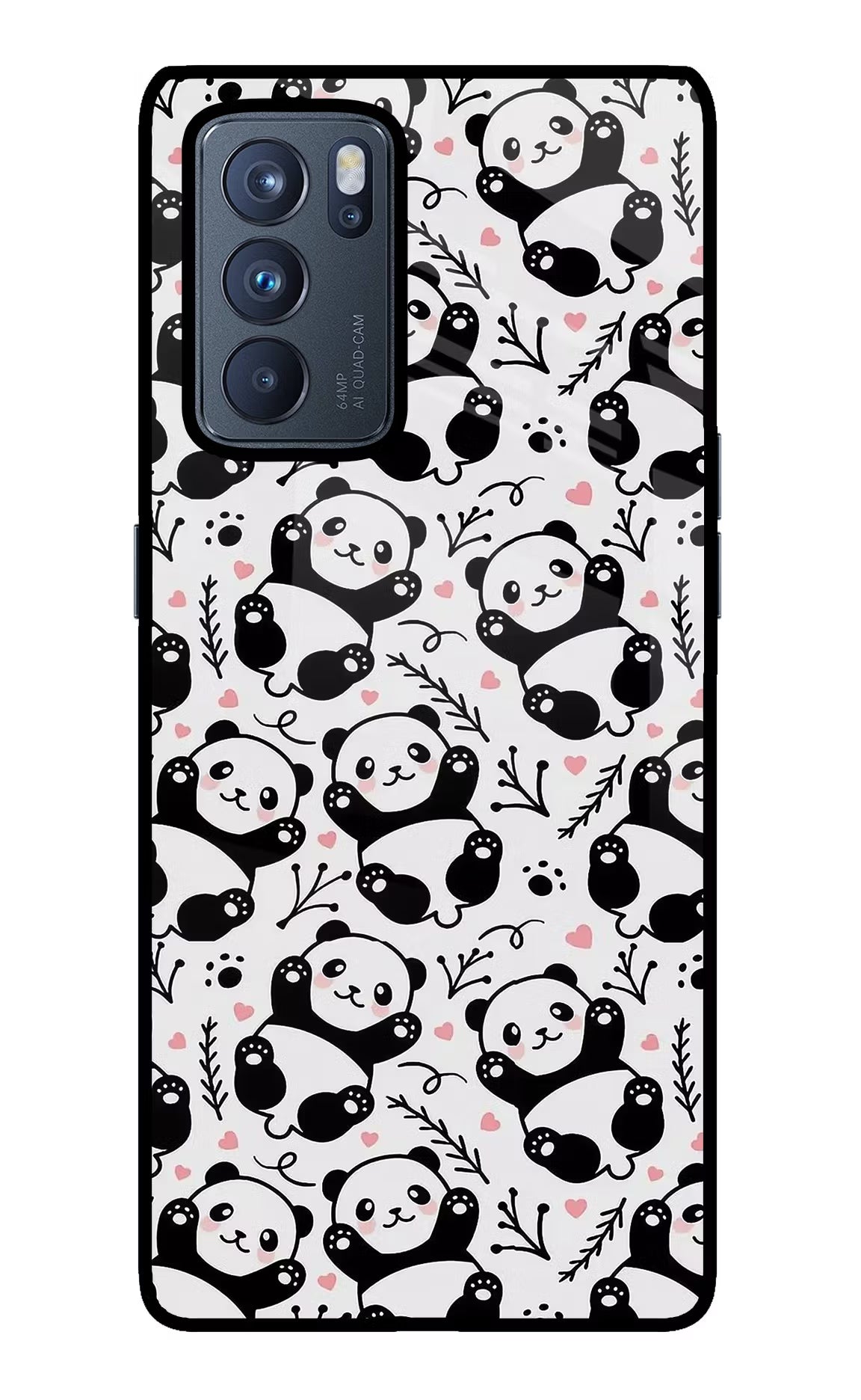 Cute Panda Oppo Reno6 Pro 5G Glass Case Back Cover by Casekaro