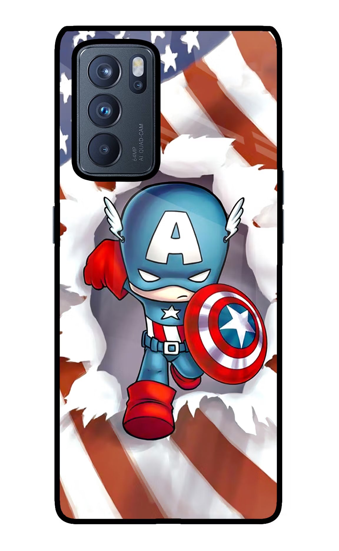 Captain America Oppo Reno6 Pro 5G Glass Case Back Cover by Casekaro
