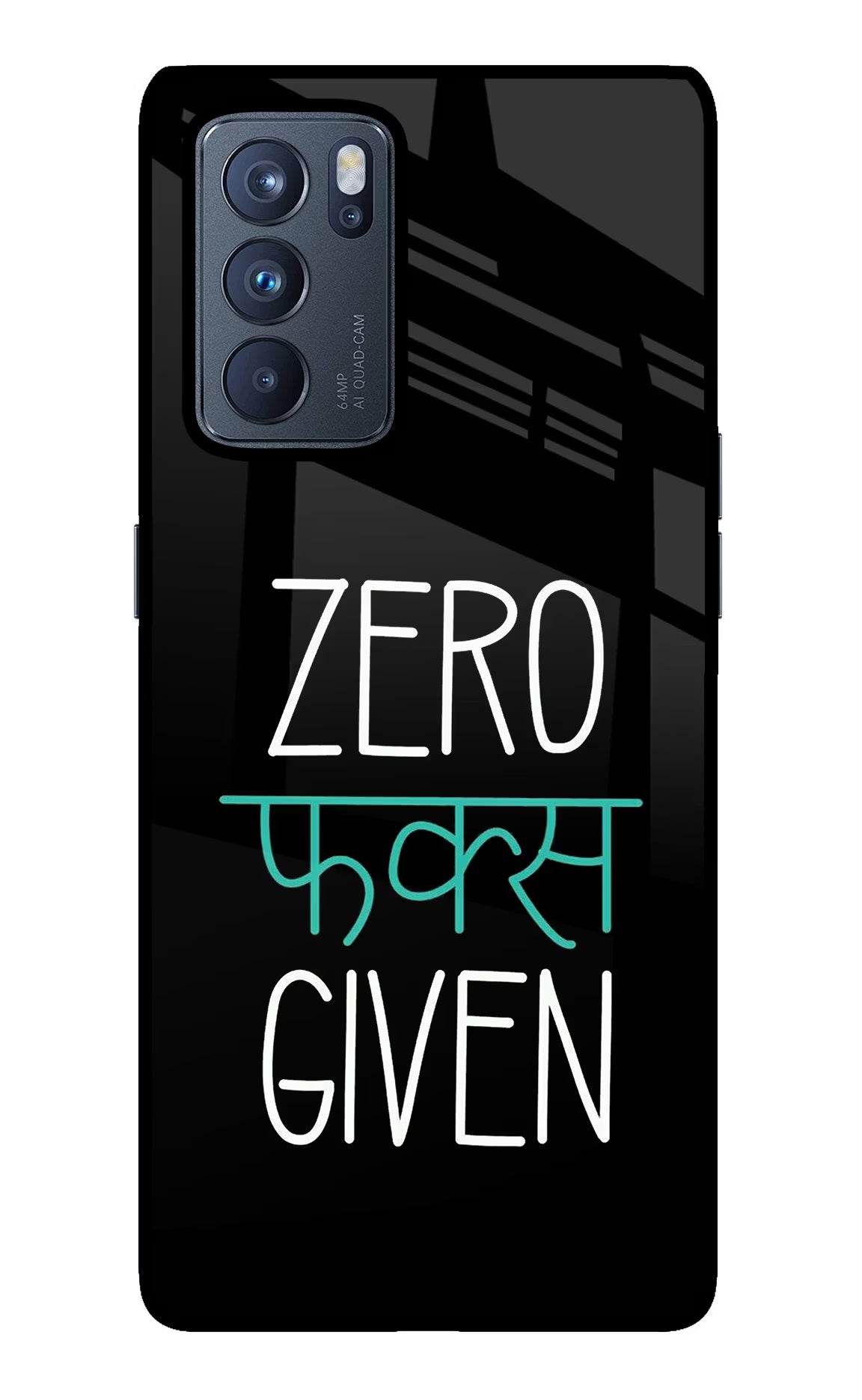 Zero Fucks Given Oppo Reno6 Pro 5G Glass Case Back Cover by Casekaro