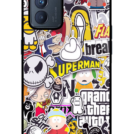 Sticker Bomb Oppo Reno6 Pro 5G Glass Case Back Cover by Casekaro