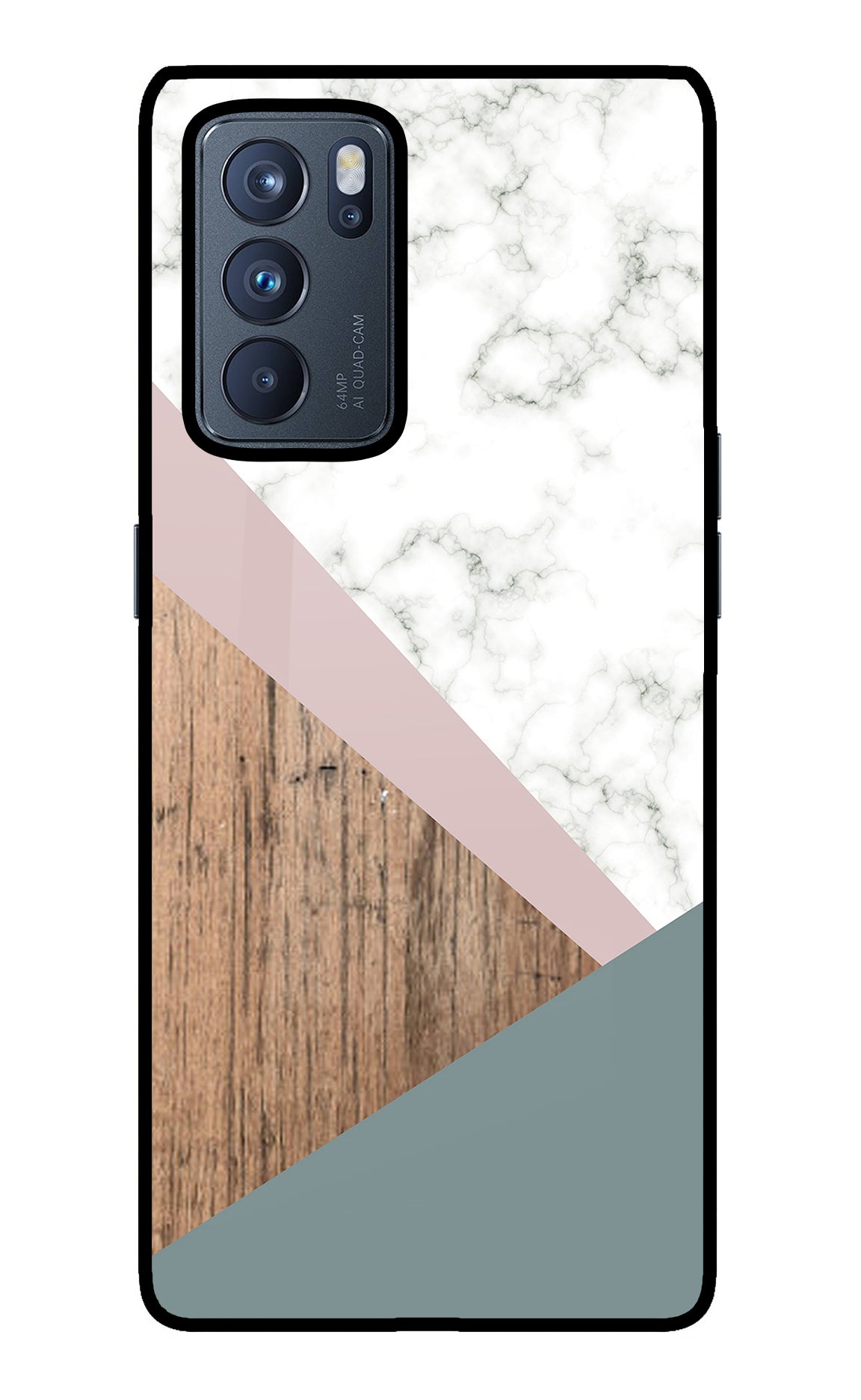 Marble wood Abstract Oppo Reno6 Pro 5G Glass Case