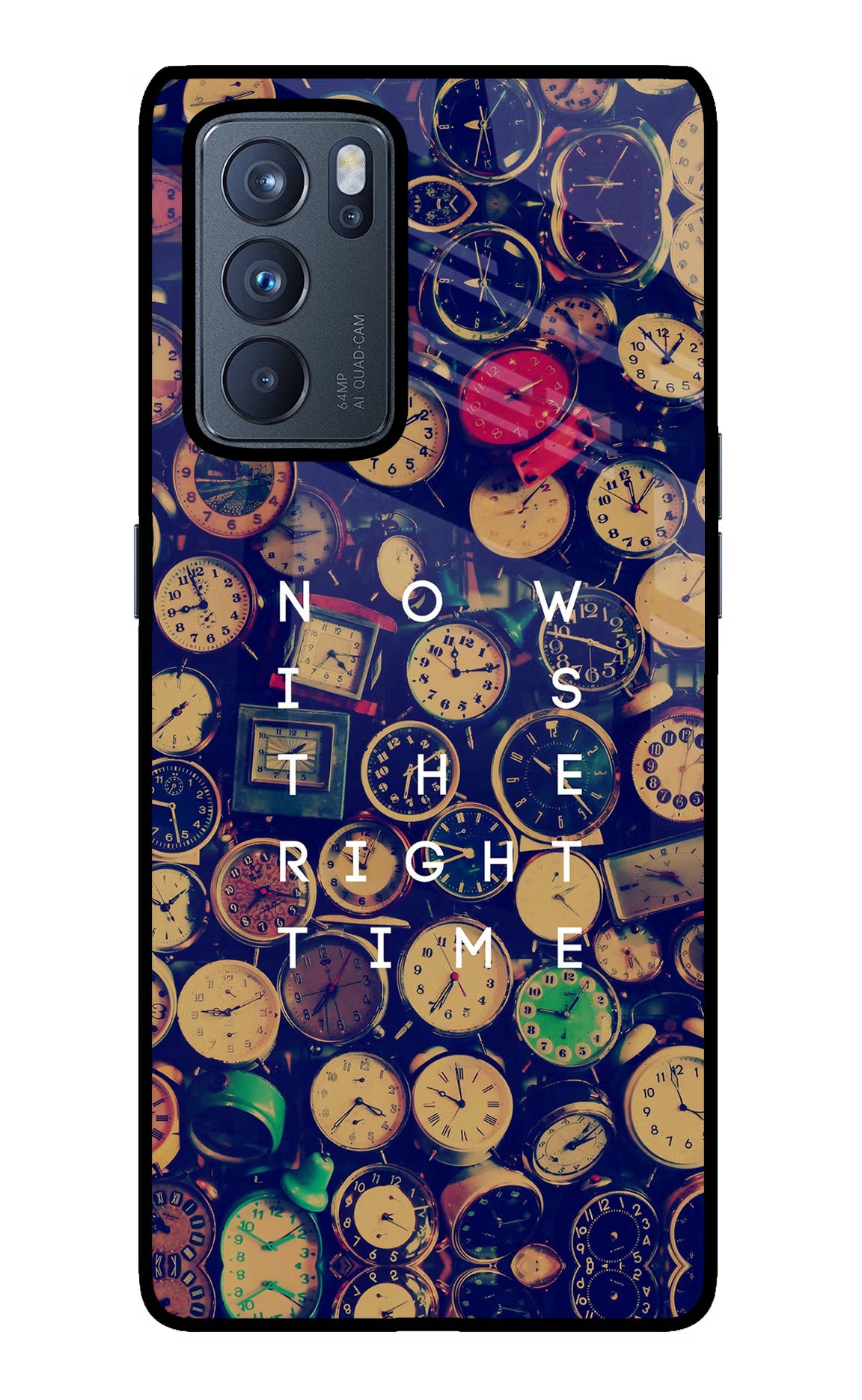 Now is the Right Time Quote Oppo Reno6 Pro 5G Glass Case Back Cover by Casekaro