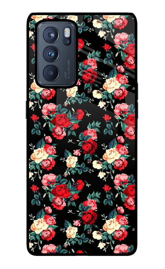 Rose Pattern Oppo Reno6 Pro 5G Glass Case