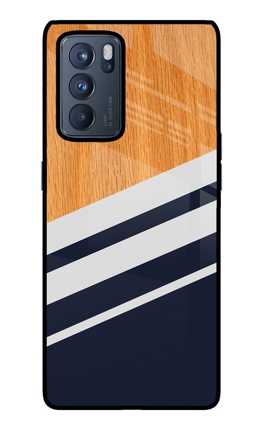 Blue and white wooden Oppo Reno6 Pro 5G Glass Case