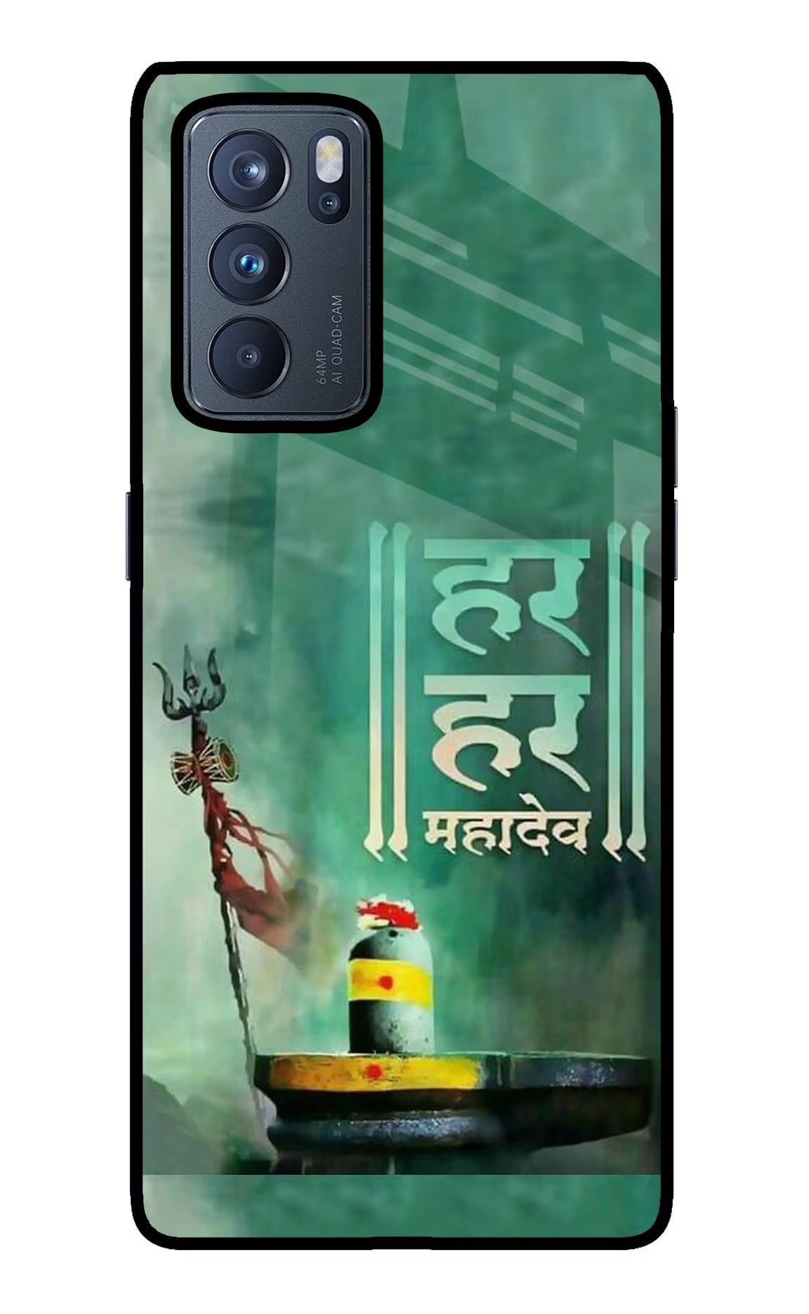 Har Har Mahadev Shivling Oppo Reno6 Pro 5G Glass Case Back Cover by Casekaro