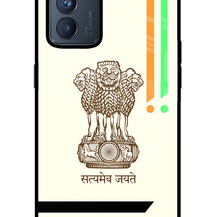 Satyamev Jayate Brown Logo Oppo Reno6 Pro 5G Glass Case Back Cover by Casekaro