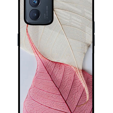 White Pink Leaf Oppo Reno6 Pro 5G Glass Case Back Cover by Casekaro