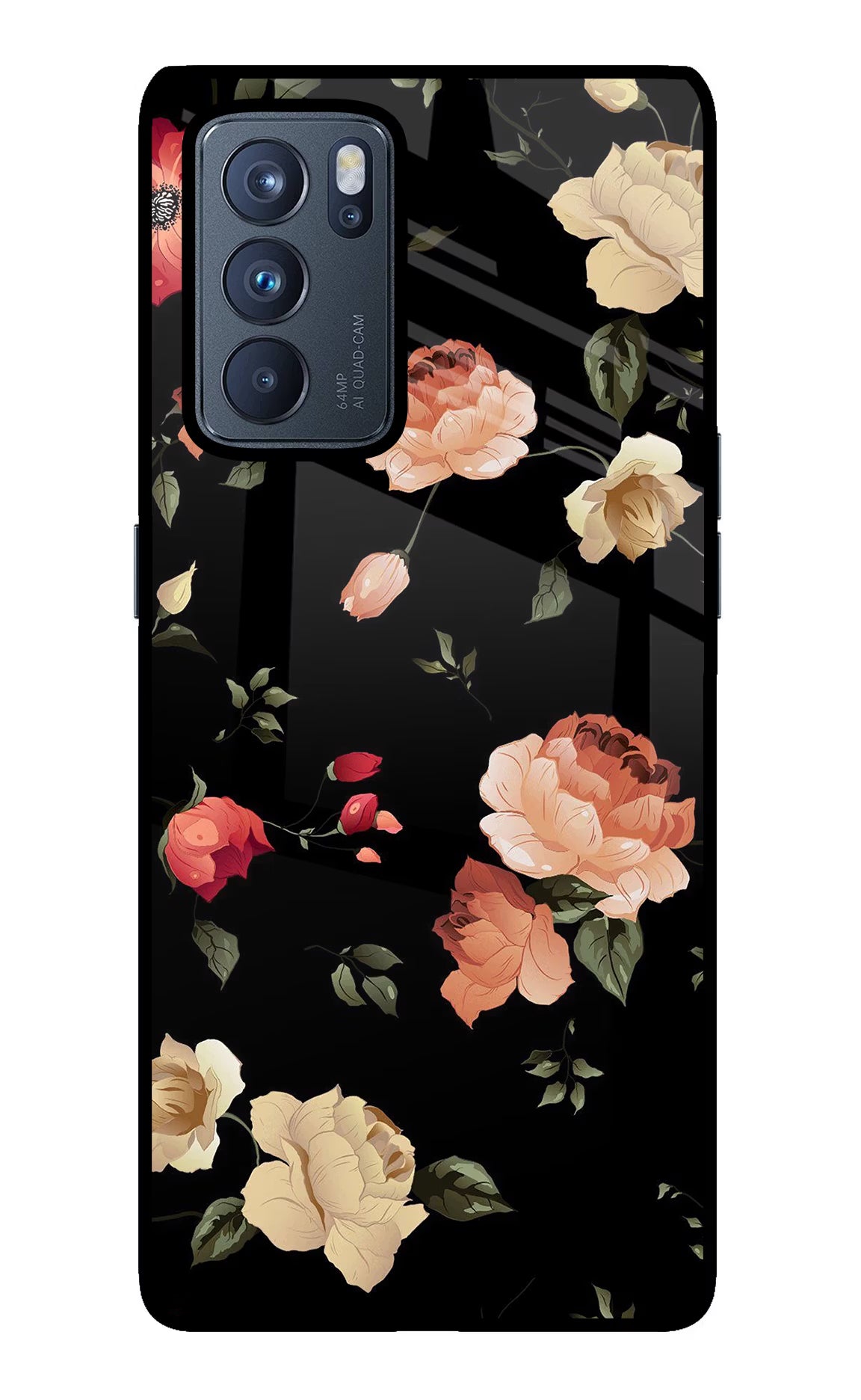 Flowers Oppo Reno6 Pro 5G Glass Case Back Cover by Casekaro