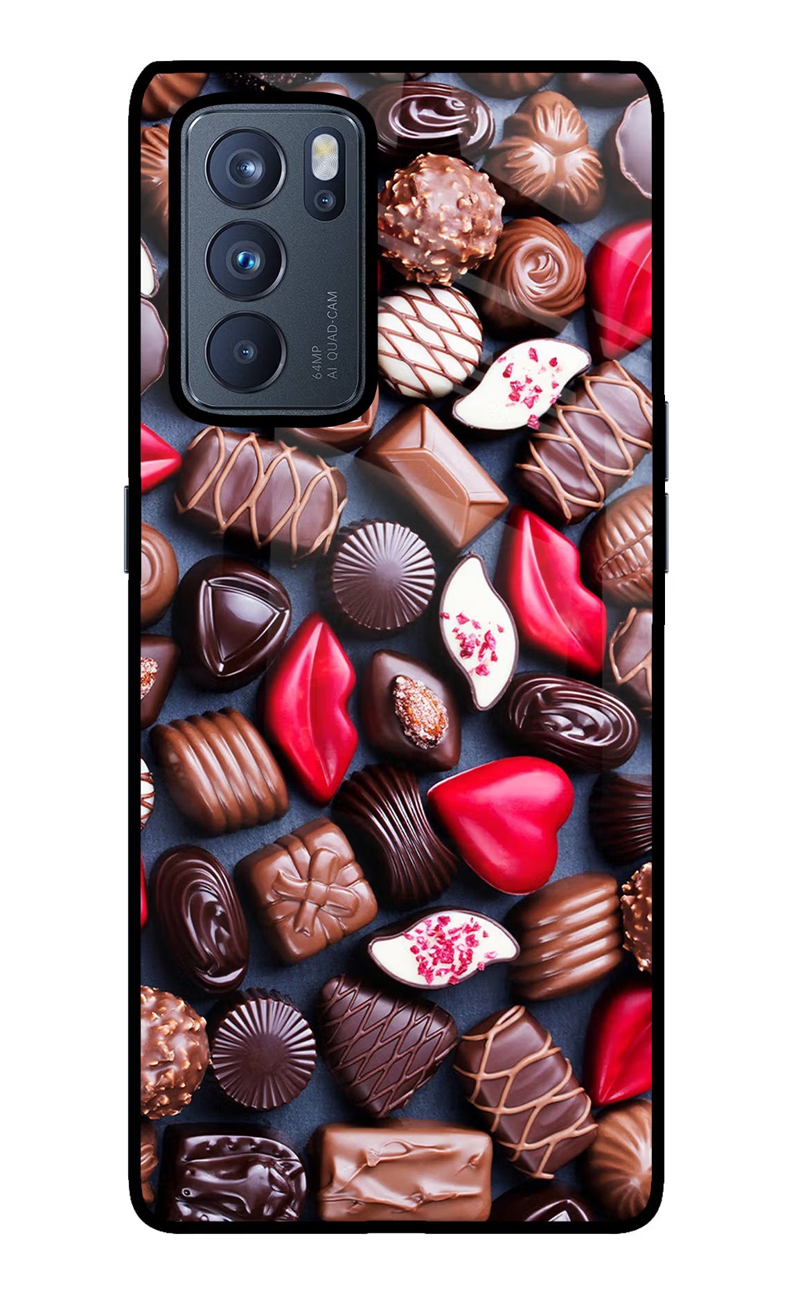 Chocolates Oppo Reno6 Pro 5G Glass Case Back Cover by Casekaro