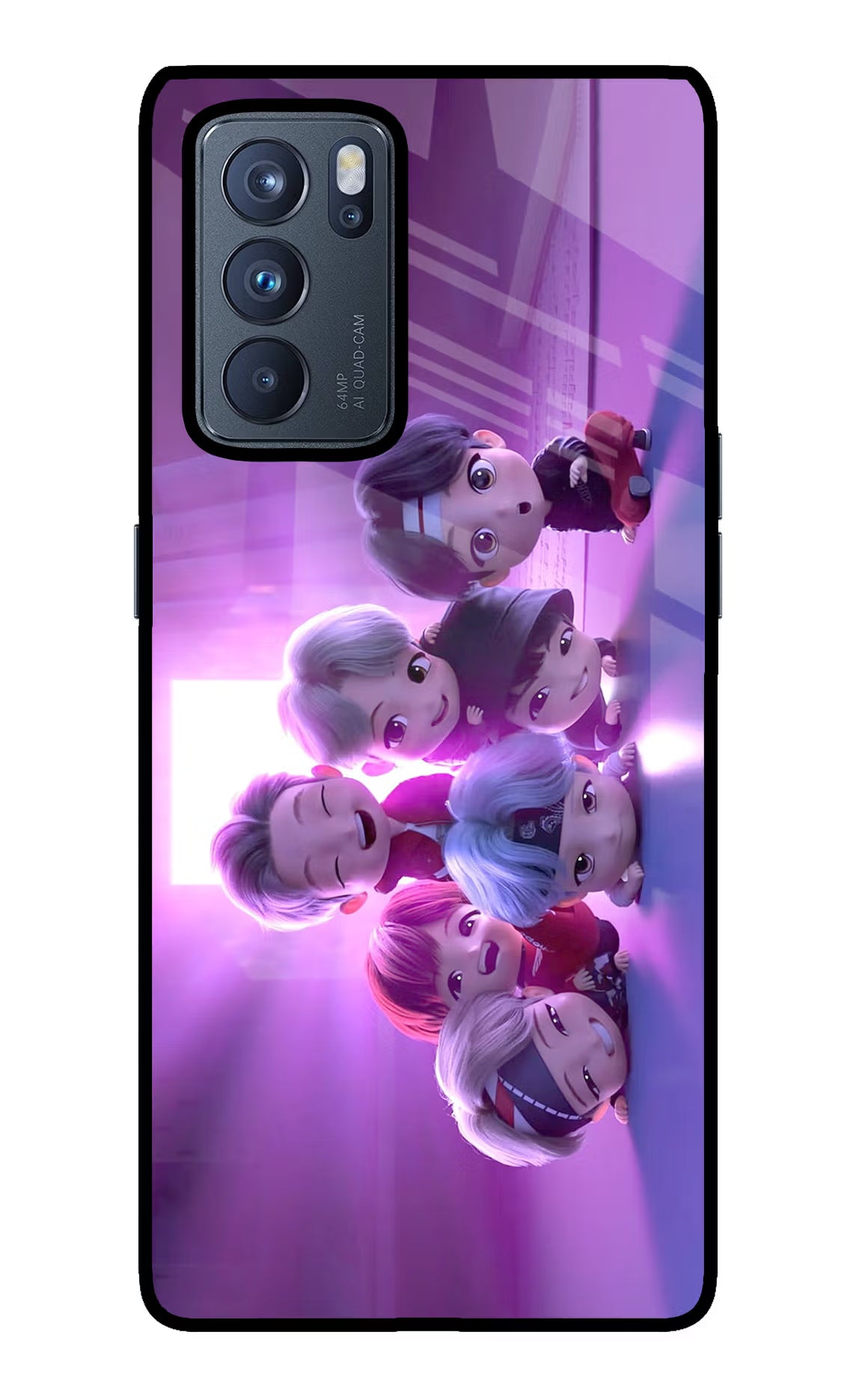 BTS Chibi Oppo Reno6 Pro 5G Glass Case