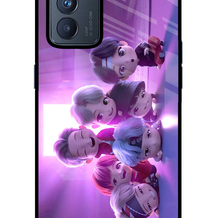 BTS Chibi Oppo Reno6 Pro 5G Glass Case Back Cover by Casekaro