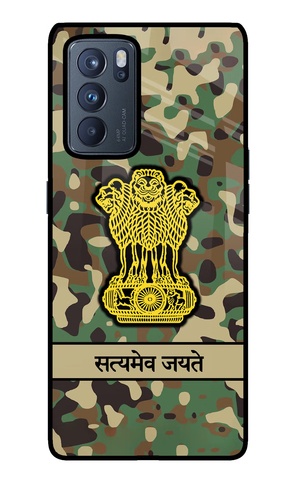 Satyamev Jayate Army Oppo Reno6 Pro 5G Glass Case Back Cover by Casekaro