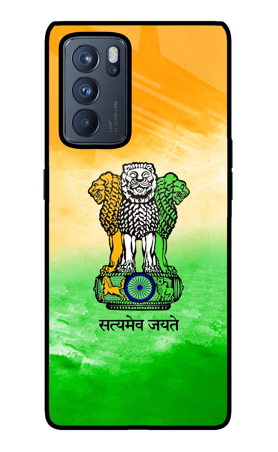 Satyamev Jayate Flag Oppo Reno6 Pro 5G Glass Case Back Cover by Casekaro