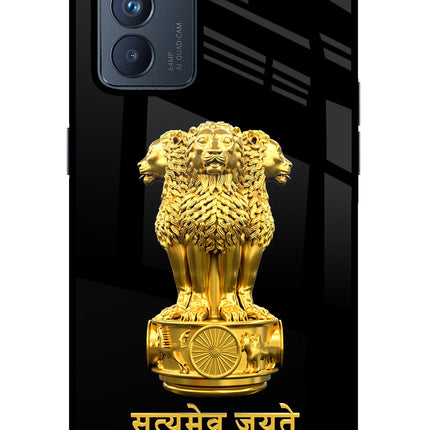 Satyamev Jayate Golden Oppo Reno6 Pro 5G Glass Case Back Cover by Casekaro