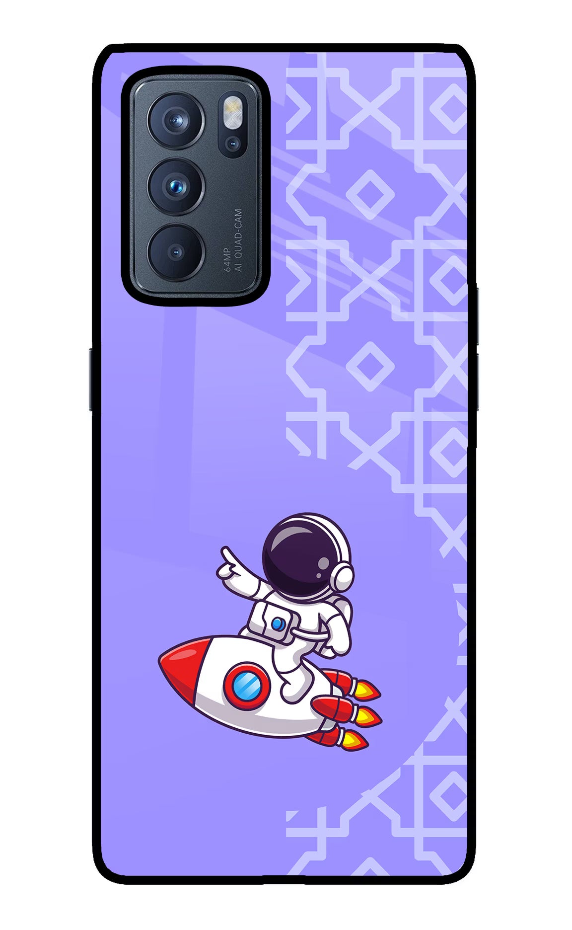 Cute Astronaut Oppo Reno6 Pro 5G Glass Case Back Cover by Casekaro