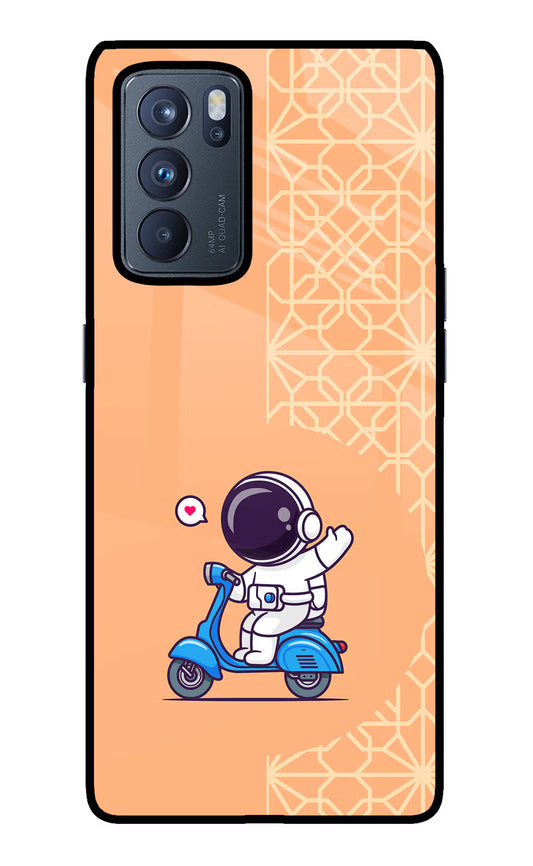 Cute Astronaut Riding Oppo Reno6 Pro 5G Glass Case