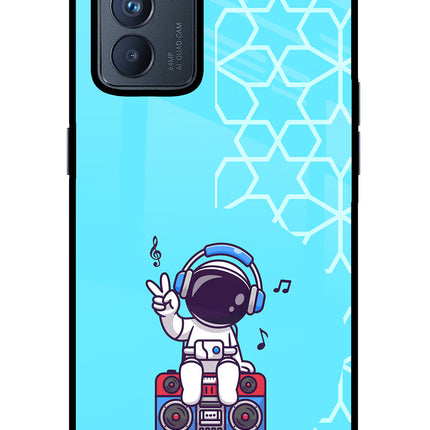 Cute Astronaut Chilling Oppo Reno6 Pro 5G Glass Case Back Cover by Casekaro