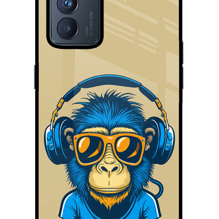 Monkey Headphone Oppo Reno6 Pro 5G Glass Case Back Cover by Casekaro
